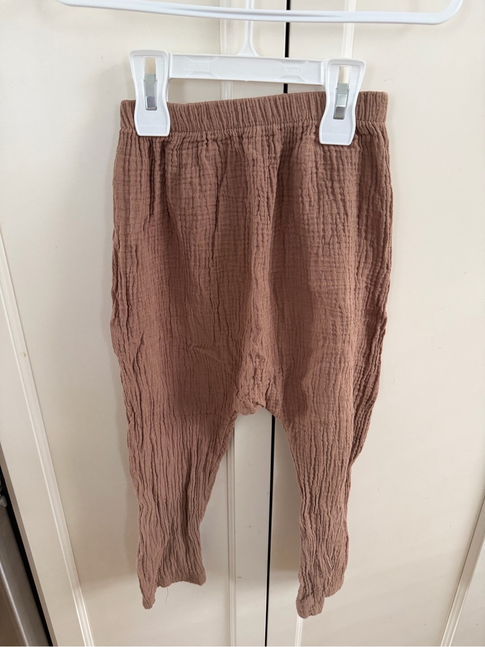 Billy bamboo 3-4t pants  Textured Elastic-Waist Leggings Brown